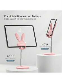 1Pc Cute And Cute Rabbit Shaped Extendable Phone Holder, A Must-Have For Teenage Fans! Household Items - Pink - View 3
