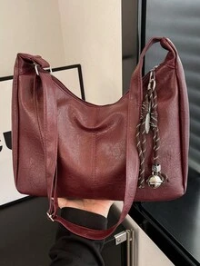 Fashionable Large Capacity Shoulder Tote Bag For Women, Design - Burgundy - View 8