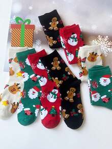 4 Pairs Crew Socks, Holiday Sports Socks, Unisex Christmas Cartoon Crew Socks For Autumn/Winter