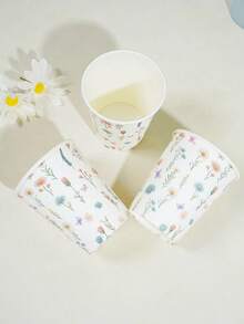 10/20/50 unidades, copo de papel de 9 onças, design floral natural, copo de banho consumível, copo para enxaguante bucal, copo de papel para amostra, copo consumível para beber, festa, casa e escritório, copo de recepção, amigo, copo de café expresso para o consumidor, água, suco, doces e salgadinhos, presente de ano novo, adequado para diferentes ocasiões