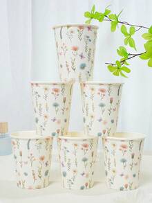 10/20/50 unidades, copo de papel de 9 onças, design floral natural, copo de banho consumível, copo para enxaguante bucal, copo de papel para amostra, copo consumível para beber, festa, casa e escritório, copo de recepção, amigo, copo de café expresso para o consumidor, água, suco, doces e salgadinhos, presente de ano novo, adequado para diferentes ocasiões