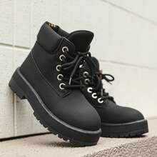 Pantofi noi pentru bărbați, stil american de nișă, cizme de zăpadă cu șireturi, impermeabile, la modă, talpă groasă, foarte înalți, ușori și de înaltă calitate, pantofi de pâine, mărime mică, antiderapanți și rezistenți la uzură - Negru - Vizualizare 2