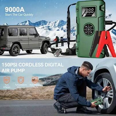20000mAh 100w Bomba de inflación Multifunción Portable Jump Starter - Booster de energía de emergencia de la batería del coche de 12V, cargador del coche y arranque de la batería del vehículo