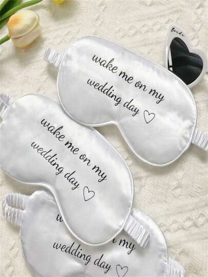 1pc Wedding Decoration "Wake Me On My Wedding Day" White Eye Mask, Wedding Honeymoon Travel Wife Gift, Bride To Be Bachelorette Party Bridal Shower