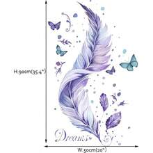 Feathers Wall Decal Purple Wall Art Stickers Window Clings Bedroom Living Room Home Decor