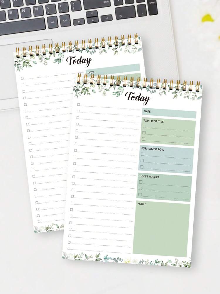 BUBU 1本螺旋装订每日计划笔记本 - 无日期目标规划本，带小时日程表，可撕页，文具办公及学习用品，返校必备 - 彩色 - 查看 7