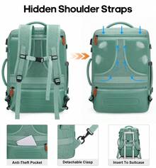 UKEIN 5PCS Travel Backpack Carry On Backpack 42L Flight Approved, Expandable Laptop Backpack With Packing Cubes & Shoe Pocket, Water Resistant Luggage Backpack For Men Women, TSA Approved, Large Backpack - màu xanh lá - Xem 3