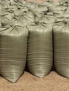 3/6 Pcs Reusable Green PP Woven Bags - Heavy-Duty Multipurpose Stackable Design For Space Saving, Suitable For Construction Waste Removal, Crop Transport, Sandbagging, Shipping, Handling, Grain Storage, Uncoated Materials | Textured Surface | Reusable Bags