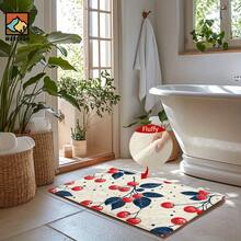 1 pezzo Zerbino antiscivolo con motivo a ciliegie, zerbino in super fibra antiscivolo, adatto per decorazioni di feste e festival, cucina, bagno, sala da pranzo, camera da letto, può essere regalato