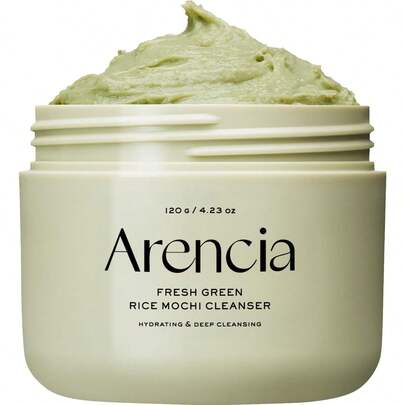 arencia FRESH GREEN RICE MOCHI CLEANSER-Face Wash, Gentle Scrub All In One For Deep Cleansing, Moisturizing, Pore Minimizing, Acne-Prone Skin, Removing Blackhead With Rice Water & Green Tea
