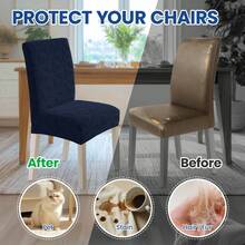 YSTYLE Chair Covers With Backrest 2/4/6 Pieces, Stretch Chair Covers, Living Room Kitchen Chair Covers, Universal Cat Scratch-Resistant Chair Cover, Modern Stain-Resistant Chair Cover - Navy Blue - View 6