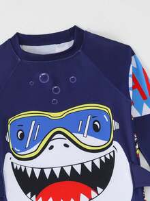 KeKe  VEST Conjunto Praia Infantil com Estampa de Tubarão 2025 i3613 - Azul Marinho - Visão 5