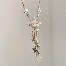 1 Pc Retro Braided Rope Star Tassel Necklace For Women Jewelry Accessories Pendant Necklace Sweater Chain Choker Hot Girl Style Jewelry Accessories Birthday/Engagement/Holiday Gifts Everyday Jewelry, Elegant Accessory - 銀色 - 查看 4