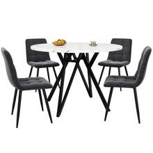 Dining Table & Chair Sets - Black + Gray + Linen + MDF - View 11