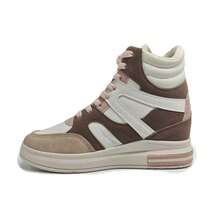 Tênis feminino cano alto com design color-block, estilo urbano e moderno, perfeito para looks casuais ou esportivos - Rosa - Ver 3