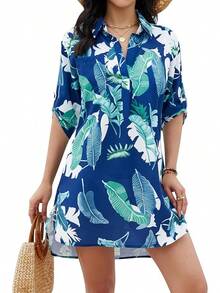 Women's Swimsuit Cover - Ups White Chiffon Bikini Swimwear Beach Dress Outfits Summer 6HQS - Floral Print - 查看 12