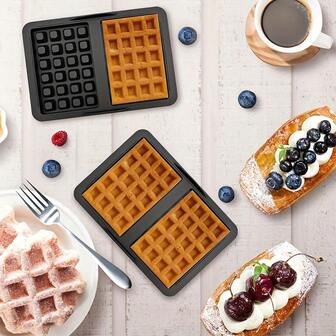 1pc Silicone Waffle Mold, 2 Cavities Square Shape Silicone Waffle Mold For Cake Chocolate Craft Candy Soap, Suit For Oven, Microwave, For Air Fryer