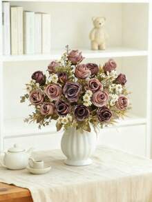 1/80 pezzi profumo di rose artificiali da 31 cm, palline ricamate, peonie e fiori misti, profumo da sposa, decorazione per matrimoni, materiali per corone fai-da-te, decorazioni per feste di compleanno, casa, sala da pranzo, soggiorno, vasi, giardino esterno, decorazioni primaverili per la casa, regali di compleanno, regali di San Valentino - Viola - Visualizzare 4