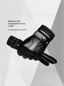 新款男士防风袖口手套，秋冬季真皮手套，触屏兼容，防水，成人尺码，时尚保暖，带保暖内衬，驾驶手套，全指设计，户外骑行手套。保暖手套，雪地手套。 - 彩色 - 查看 3