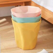 Bathroom Trash Can Simple Style Plastic Bedroom Living Room Trash Bin Creative Home Round Living Trash Can Bathroom Trash Can Office School Waste Paper Basket Kitchen Trash Can - Multicolor - View 8