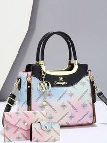 新款时尚高端印花母女包三件套女士手提包 - 彩色 - 查看 5