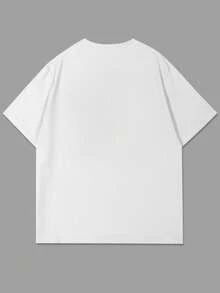 Camiseta casual de verano para hombres cuello redondo manga corta estampado de letras gráfica  Ángeles diseño fresco transpirable moda streetwear básico cómodo dailywear outfit urbano - Blanco - Ver 2