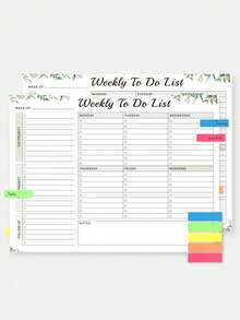 1 pieza Calendario semanal A4, Lista de tareas de fin de semana, Cuaderno planificador diario y semanal, Libreta de lista de tareas pendientes, Adecuado para trabajo y estudio, 52 páginas, Útiles escolares de vuelta al cole