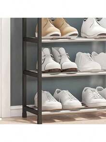 4-Tier Shoe Rack Organizer For Wardrobes, Stainless Steel, Shoe Rack For Front Entryways And Hallways, Floor Shoe Rack Cabinet Is Easy To Install And Saves Space, Freestanding Shoe Rack - Black 4 Layers - View 3