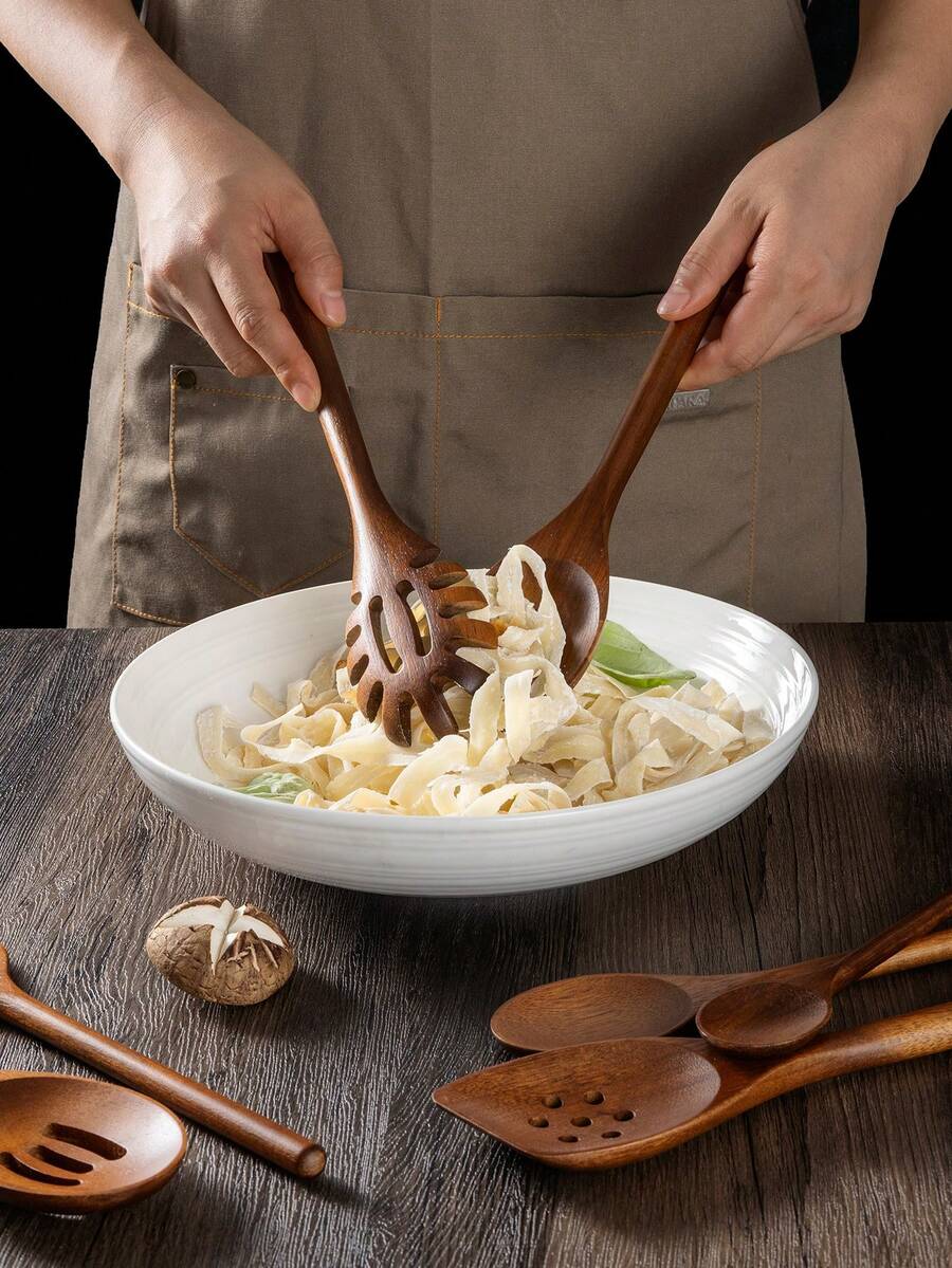 3pcs Rosewood Non-Stick Wok Spatula, Frying Pan Spatula, Rice Paddle, Wooden Soup Ladle, Salad Mixing Spoon Kitchen Utensil Set