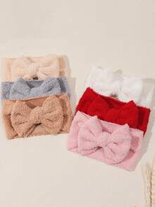 3pcs/Set Autumn/Winter New Plush Velvet Baby Headbands, Cute Bow Infant Headwraps, Solid Color Fashionable Baby Hair Accessories
