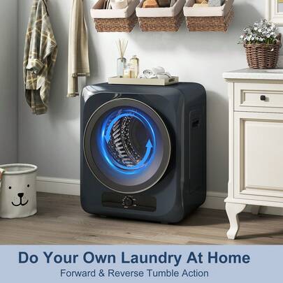 Portable Clothes Dryer For Apartment, 10lbs Compact Electric Laundry Dryer With Stainless Steel Tub, 1.6 Cu.Ft Suitable For Apartments, Dorm, RVS(Grey)