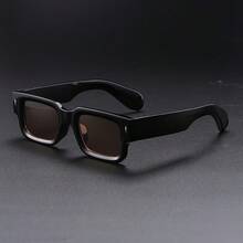 1 Pair Of Men's Square Glasses - Oversized Black Frame With Spike-Shaped Temple Tips, Non-Deerskin Style Non-Prescription Glasses, Suitable For Parties, Music Festivals, And Daily Wear - Lightweight Modern Round Edge Glasses (Hand Washable) - 黑色 - 查看 3