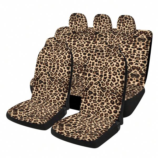 أغطية مقاعد السيارة الأمامية والخلفية بطبعة نمر أصفر، أغطية واقية زخرفية لمقاعد السيارة الداخلية، إكسسوارات ديكور سيارة مثيرة للاهتمام، قطع غيار السيارات، هدية عيد الميلاد، هدية للرجال والنساء من إكسسوارات السيارات