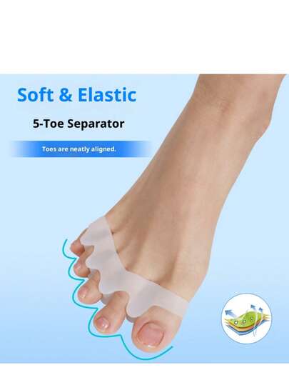 升级版：柔软有弹性的新产品【采用硅胶趾间分离器分离脚趾】硅胶趾间分离器男女通用，专为重叠和分离脚趾而设计。