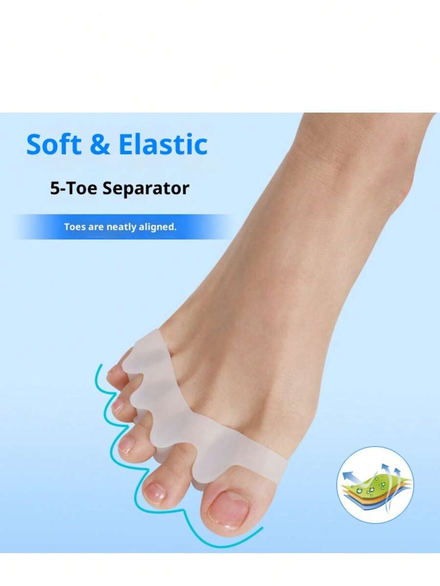 升级版：柔软有弹性的新产品【采用硅胶趾间分离器分离脚趾】硅胶趾间分离器男女通用，专为重叠和分离脚趾而设计。 - 彩色 - 查看 1