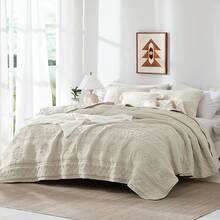 Blue Quilt King Size Bedding Sets With 2 Pillow Shams, Lightweight Soft Bedspread Coverlet, Quilted Blanket Thin Comforter Bed Cover All Season, 3 Pieces, 104x90 Inches, All - Season Bedding - 波西米亞小麥 - 查看 6