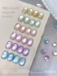 XEIJAYI 6pcs Bubble Sweet Summer Cat Eye Nail Polish Gel Set 2025 New Style Blue Pink Cat Eye Nail Art Suitable For Women's Nail Salon Design - Nhiều màu - Xem 4