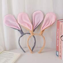 1pc Bicolor Rabbit Ear Headband, Khaki Velvet & Soft Brown Fabric Headband, Cartoon DIY Headband, Hair Band, Hair Hoop, Hairband For Women, Autumn Outfits