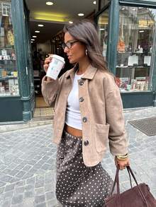 Women Satin Lace Trim Midi Skirt Polka Dot Print High Waist Long A-Line Skirts Vintage Silk Going Out Dress Y2k Streetwear Party Clubwear - Màu Khaki - Xem 3