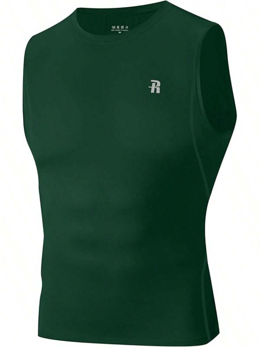 GYHSRunhit Sleeveless Compression Shirt Men Top Athletic Muscle Shirts Men - 墨綠色 - 查看 1