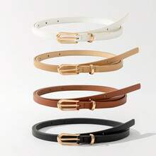 4条装女士简约优雅金色搭扣腰带，学生青年装饰牛仔裤腰带，韩版风格，适合上学、夏季穿着 - 彩色 - 查看 4