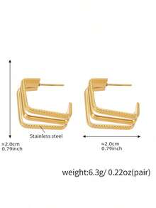 MiDuoDuo 1 pereche cercei stud din aur de 18K personalizați în formă de C, din oțel inoxidabil, cu linie răsucită, design de nișă, model geometric, pentru femei, purtare zilnică versatilă