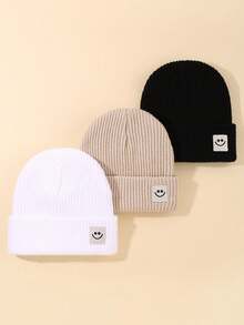 3件装儿童针织帽保暖宝宝针织帽男童女童可爱时尚针织帽日常聚会婴儿针织帽秋冬 - 彩色 - 查看 10