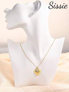 قلادة قلب من الذهب اللون والزركونيا المكعبة للأطفال، مصنوعة من الفولاذ المقاوم للصدأ، إكسسوار أنيق للحفلات والأعياد والمناسبات اليومية، هدية عيد ميلاد للأطفال