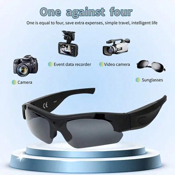 Gafas con cámara 1080P, gafas inteligentes, dispositivo de grabación portátil con tarjeta de memoria integrada de 64GB, ideal para usar como cámara de salpicadero para bicicletas, motocicletas y automóviles, perfecto para grabar en el trabajo, los viajes y las reuniones de negocios