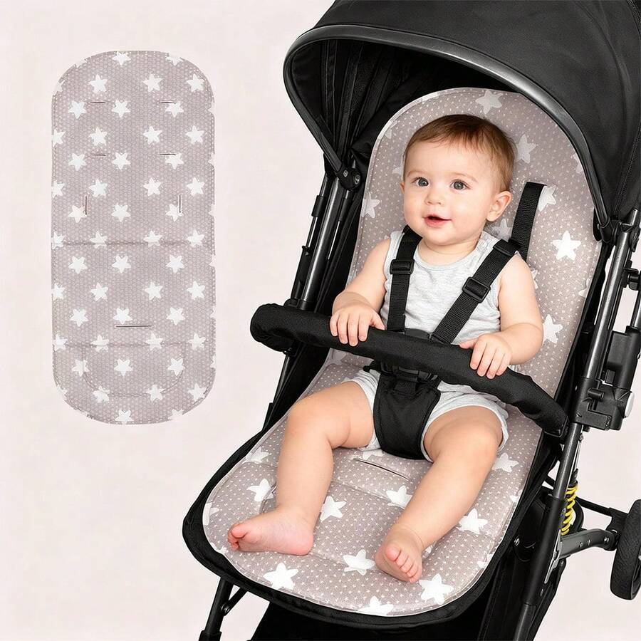 Baby Stroller Seat Cushion, All-Season Breathable, Anti-Slip And Warm, Universal Washable - Light Grey - View 1