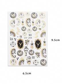 2 Peças de Adesivos de Arte de Unhas com Relógio Dourado - Design de Arte DIY para Carimbar a Quente Relógios, Fogos de Artifício e Taças de Vinho para Inverno, Natal e Ano Novo, Adequado para o Dia a Dia, Casamentos e Feriados das Mulheres. Adesivos de Arte de Unhas Descartáveis com Tema Cartoon e Fofo, Fáceis de Colar, Decoração de Salão de Beleza - Multicolorido - Visão 6
