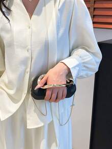 黑色PU皮手拿包 - 情人节理想之选，舒适时尚，款式别致，个性化礼物之选，2025年必备单品，风格独特，适合各种场合，价格亲民，质感奢华，完美搭配女士舞会礼服、亮片裙、优雅连衣裙、正式舞会包，伴娘理想礼物，新娘送礼会优雅之选 - 黑色 - 查看 5