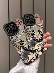 1pc Fashionable Minimalist Personalized Star Art Splicing Vertical Stripe High-End Faux Leather Anti-Fall Anti-Fingerprint Shock-Proof Phone Case Compatible With Apple And Models, Suitable As Birthday, Holiday Gift For Friends, Family, Couples - Multicolor - View 4