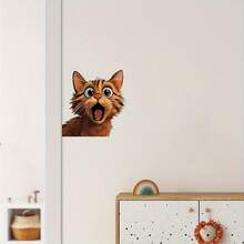 1张亮橙色猫咪窗贴 - 混搭风格猫咪窗贴 - 防水乙烯基贴纸，表情活泼，适用于卧室、客厅、浴室、厨房 - 家居装饰，趣味房间点缀|俏皮猫咪设计|防水贴纸/汽车贴纸 - A - 查看 5